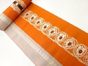 アンティーク　縞に花模様織出し八寸帯地反物